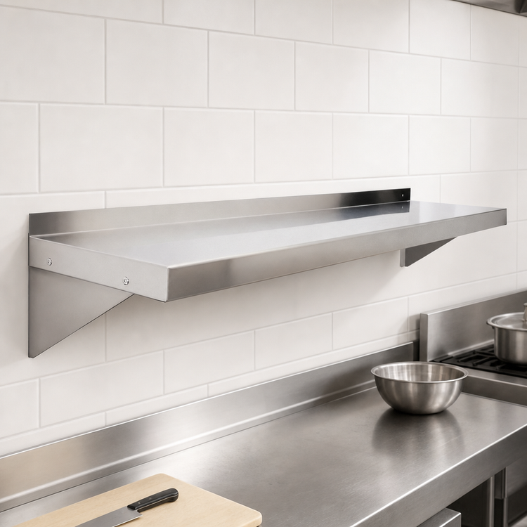 Product image #4 for Mixrite 72-Inch Wall-Mounted 304 Stainless Steel Shelf, 12-Inch Deep