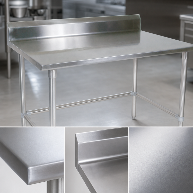 Product image #3 for John Boos Stallion 48 Inch x 36 Inch Stainless Steel Work Table with 5 Inch Backsplash and Safety Edge Front