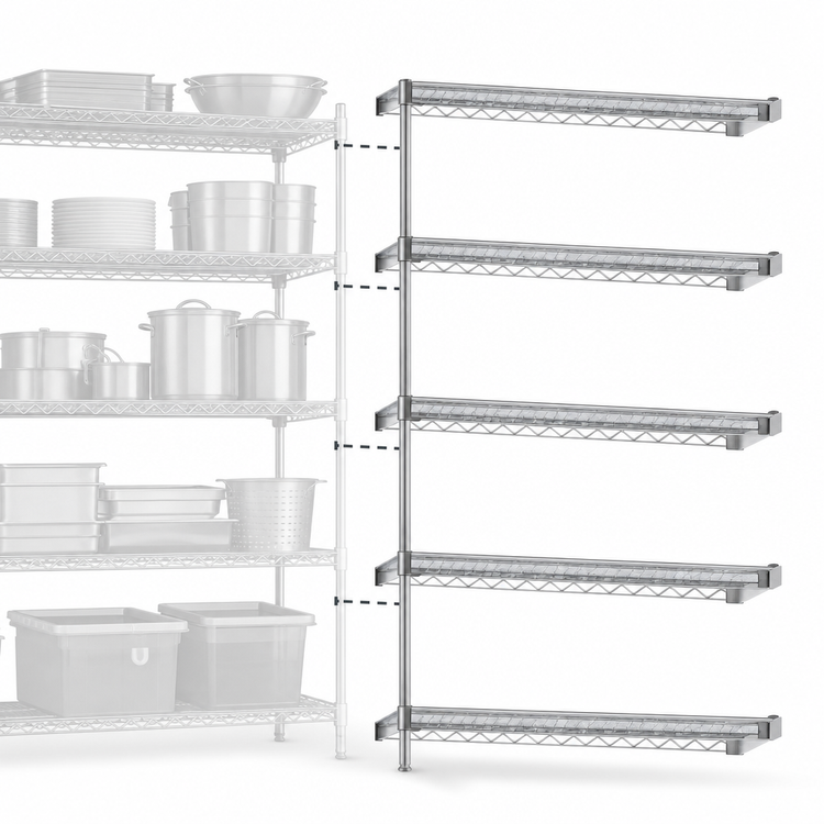 Product image #3 for Eagle Group A5-74-1824S 5-Tier Add-On Wire Shelving Unit, 24" x 18" x 74", Stainless Steel Finish