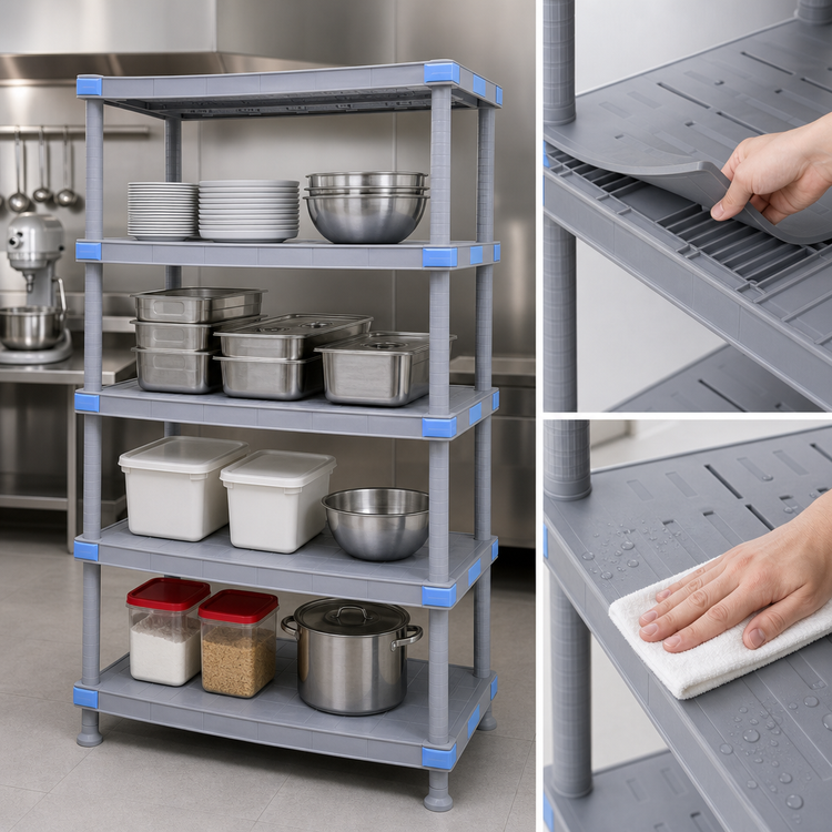 Product image #3 for Quantum Millenia 48"W x 24"D x 74"H 4-Shelf Solid Polymer Starter Shelving Unit