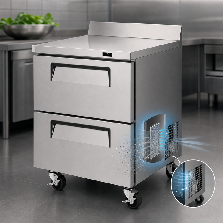 Product image #3 for Turbo Air Super Deluxe 1-Section Stainless Steel Drawer Worktop Freezer, 7.0 Cu. Ft.