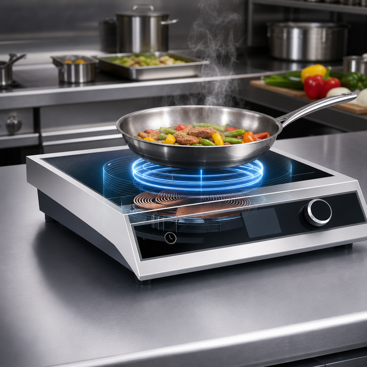 Product image #3 for Hatco Rapide Cuisine Heavy-Duty Countertop Single-Burner Induction Range with Black Glass-Ceramic Top, 120V, 1440W