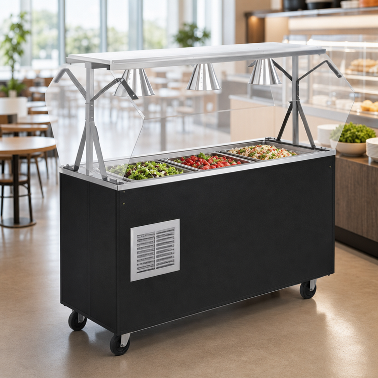 Product image #3 for Vollrath 2-Series Affordable Portable Refrigerated Cafeteria Serving Unit with Granite Wrapper, 3-Pan, 46W x 24D