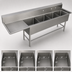 Thumbnail image #3 for John Boos Pro-Bowl 4-Compartment Sink with 24-Inch Left Drainboard, 20 x 20 x 12-Inch Bowls, 16-Gauge 300-Series Stainless Steel