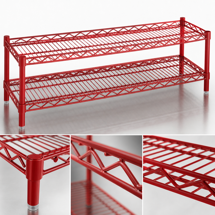 Product image #3 for Eagle Group QuadTruss 2-Tier Front Case Merchandise Cantilever Shelving Unit, 60W x 14D x 14H, Red Epoxy
