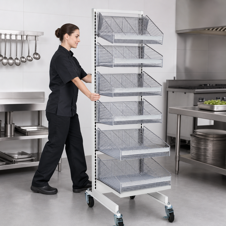 Product image #3 for Mobile Single-Sided Partition Wall Starter Unit, 36 x 26 x 74 Inches, White/Chrome