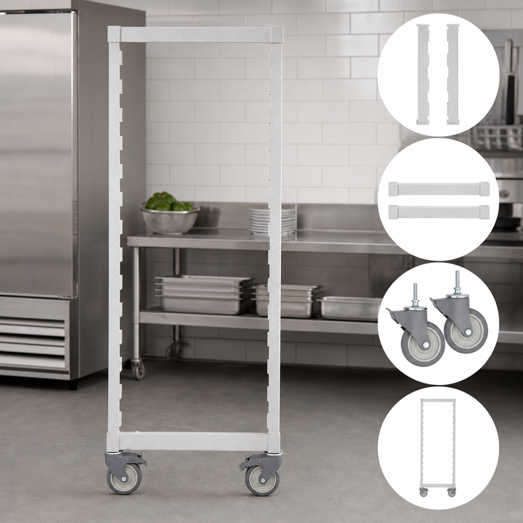Product image #4 for Cambro Camshelving Premium Series Mobile Shelving Post Kit, 18-Inch Wide x 59-1/4-Inch High, Speckled Gray