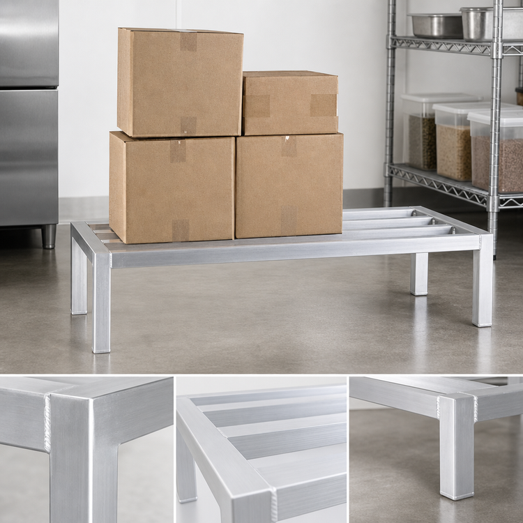 Product image #3 for New Age Heavy Duty All-Welded Aluminum Dunnage Rack, 48 x 24 x 12 Inches, 2500 lb. Capacity