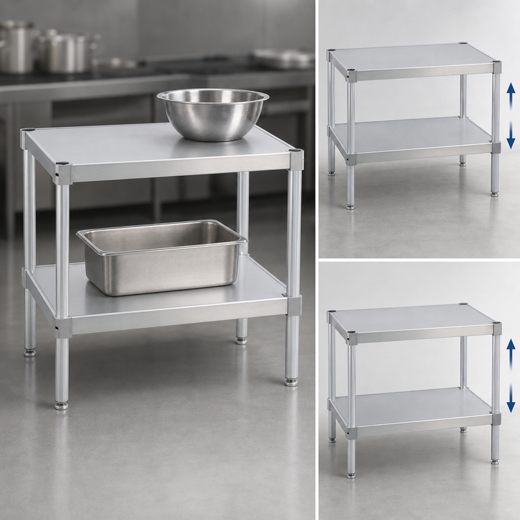 Product image #3 for New Age 42-Inch Stationary Modular Aluminum Equipment Stand with 2 Adjustable Solid Shelves