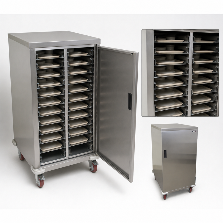 Product image #3 for Economy Series Enclosed Mobile Patient Tray Cart, 24-Tray, Single Door, Stainless Steel
