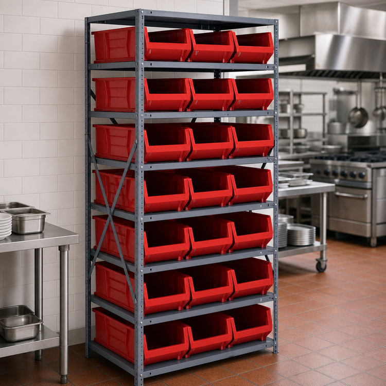 Product image #3 for Quantum Heavy-Duty Stationary Wire Shelving Unit with 8 Shelves and 21 Storage Bins, 36 x 24 x 75 Inches