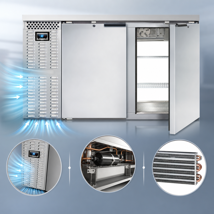 Product image #3 for Continental Refrigerator BB59NSSPT 59" Pass-Thru Refrigerated Back Bar Cooler with Solid Doors