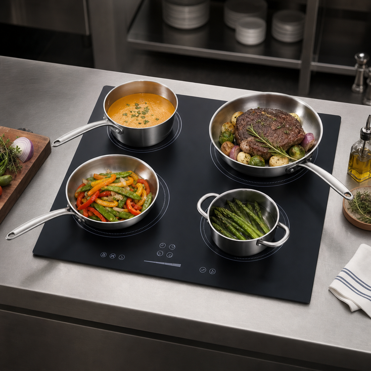 Product image #3 for Summit Commercial 24-Inch 4-Burner Drop-In Induction Cooktop with Digital Touch Controls, Black