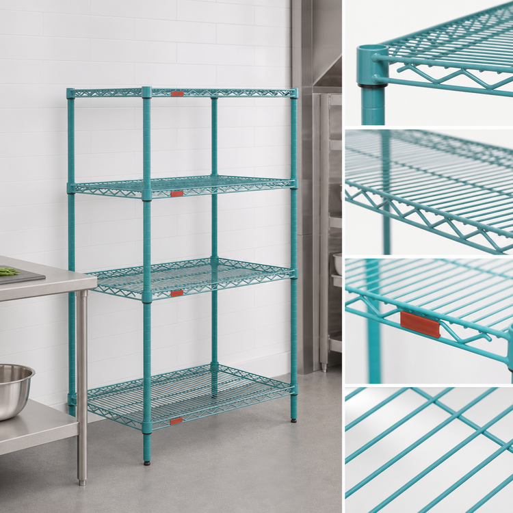 Product image #3 for EagleGard 4-Tier Starter Wire Shelving Unit, 24 x 24 x 63 Inches, QuadTruss® Shelves, Hybrid Epoxy Finish