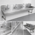 Thumbnail image #3 for BK Resources Four-Station Wall-Mounted Hand Wash Sink, 96 Inch Stainless Steel with Basket Drain