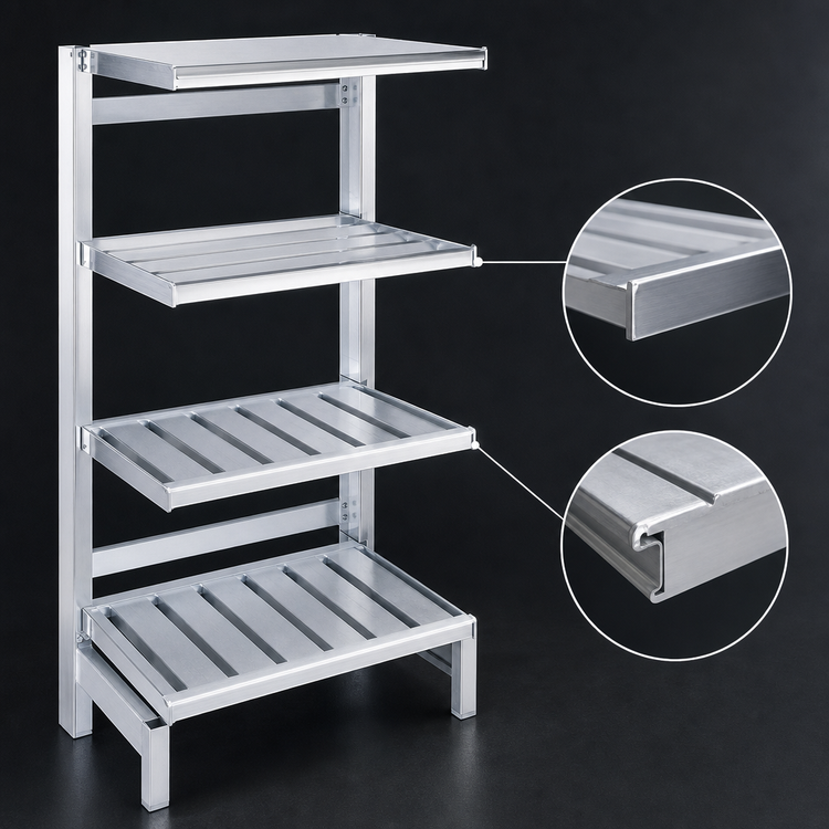 Product image #3 for Channel 4-Inch E-Channel Cantilevered Shelving, Aluminum