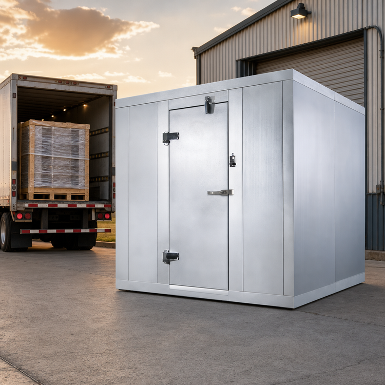Product image #3 for AmeriKooler Quick Ship Outdoor Walk-In Freezer Package with Aluminum Floor and Remote R-448A Refrigeration