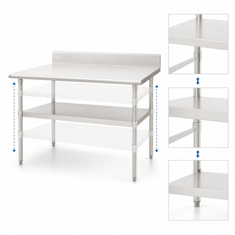 Product image #3 for Eagle Group 24" x 30" Adjustable 18/430 Stainless Steel Undershelf for Uni-Lok Hat Channel Work Tables