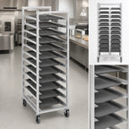 Thumbnail image #3 for Channel Manufacturing T439A6 Trapezoidal Aluminum Cafeteria Tray Rack, 20-Tray, End Load, 14 x 18-Inch Trays, 5-Inch Spacing