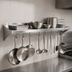 Thumbnail image #3 for John Boos Stallion Wall-Mount Shelf With Pot Rack, Stainless Steel, 24 x 18 x 13 Inches