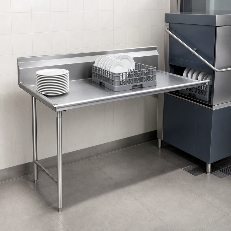 Product image #3 for Eagle Group Straight Clean Dishtable, 48 x 30 Inches, Left-to-Right Operation, 16/430 Stainless Steel Top