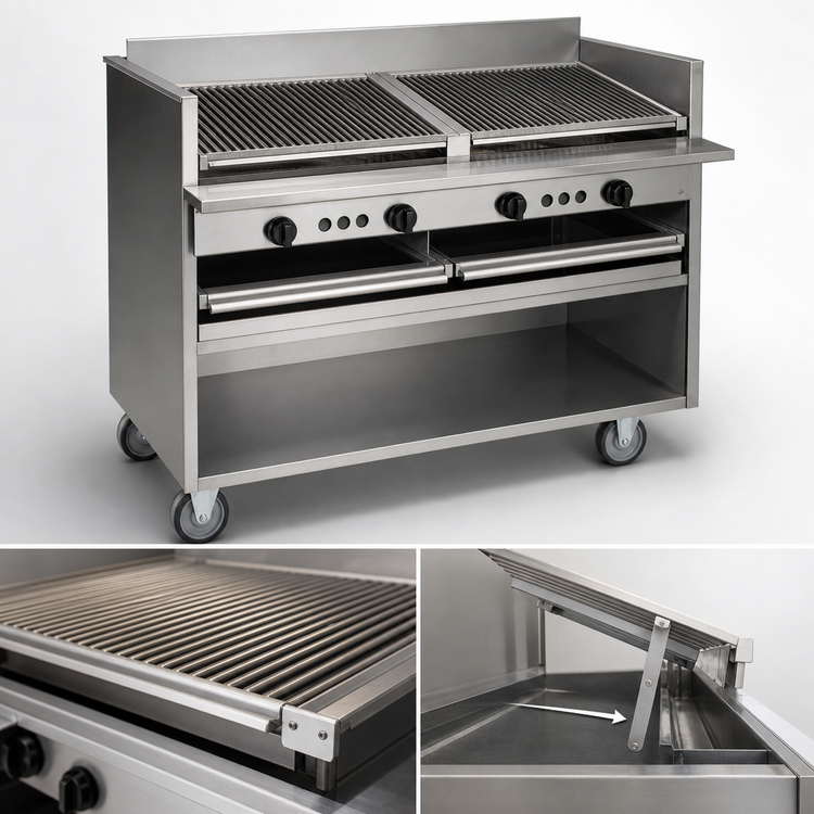 Product image #3 for Magikitch'n 48-Inch Floor Model Gas-Fired Coal Charbroiler with Round Rod Grate