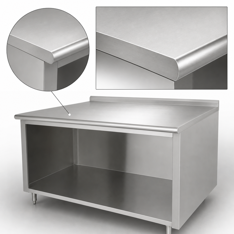 Product image #3 for 72-Inch x 30-Inch Stainless Steel Work Table with Open Front Cabinet Base