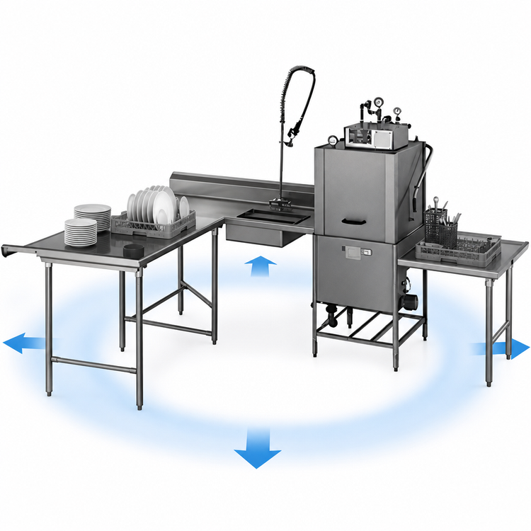 Product image #3 for Spec-Master SDTLL-120-14/3 Soiled Dishtable, Island Design, Left-to-Right Operation
