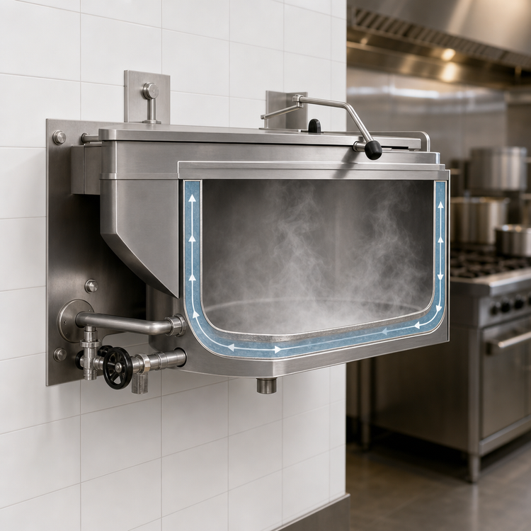 Product image #3 for Legion LSWC-40 40-Gallon Wall-Mount Full-Jacket Stationary Direct Steam Kettle