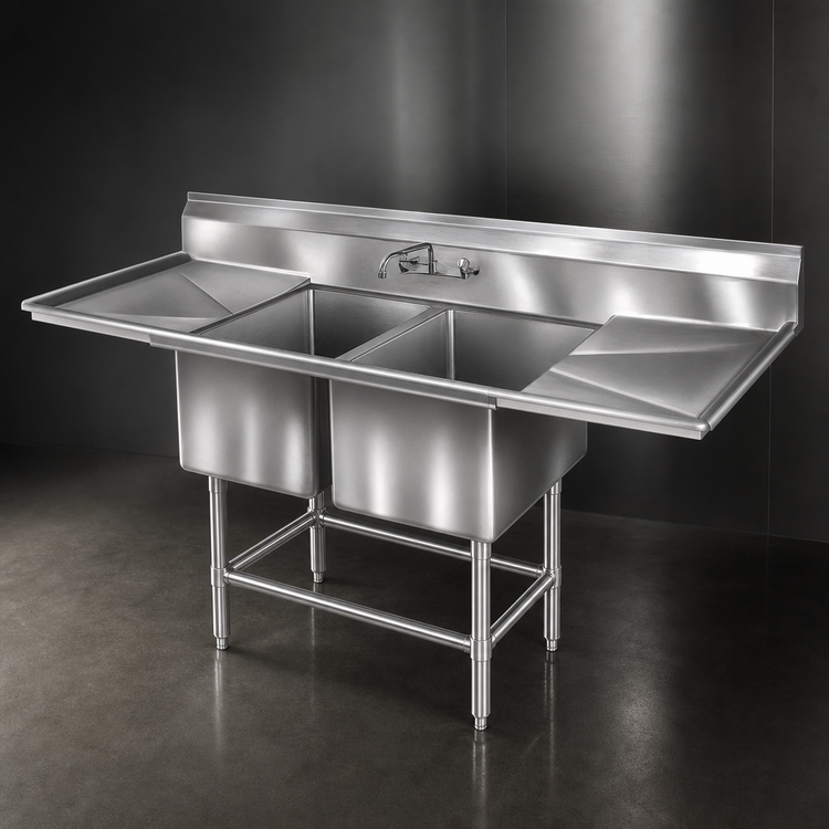 Product image #3 for Eagle Spec-Master Two-Compartment Coved Corner Sink with 36-Inch Right Drainboard