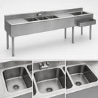 Thumbnail image #3 for Eagle Group 1800 Series BC9C-18R 108-Inch Underbar Combination Unit with 3 Sinks, 2 Drainboards, Stainless Steel Top & Right-Hand Ice Bin
