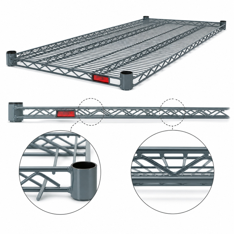 Product image #4 for Eagle Group Valu-Master Double Mat Wire Shelf, 60 x 24 Inch, Gray Epoxy Finish