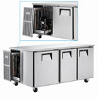 Thumbnail image #3 for Everest Refrigeration ETR3 Three-Section Undercounter/Worktop Refrigerator, 22 Cu. Ft., Stainless Steel Worktop, Solid Locking Doors