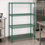 Thumbnail image #3 for Quantum WR86-2124P Stationary Wire Shelving Starter Kit, 24 x 21 x 86 Inches, 4 Shelves/4 Posts, Green Epoxy Antimicrobial Finish