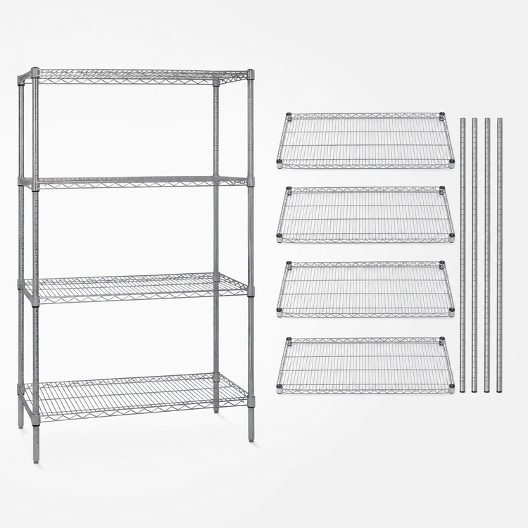 Product image #3 for Quantum 42"W x 14"D x 54"H 4-Shelf Wire Shelving Starter Kit, 304 Stainless Steel