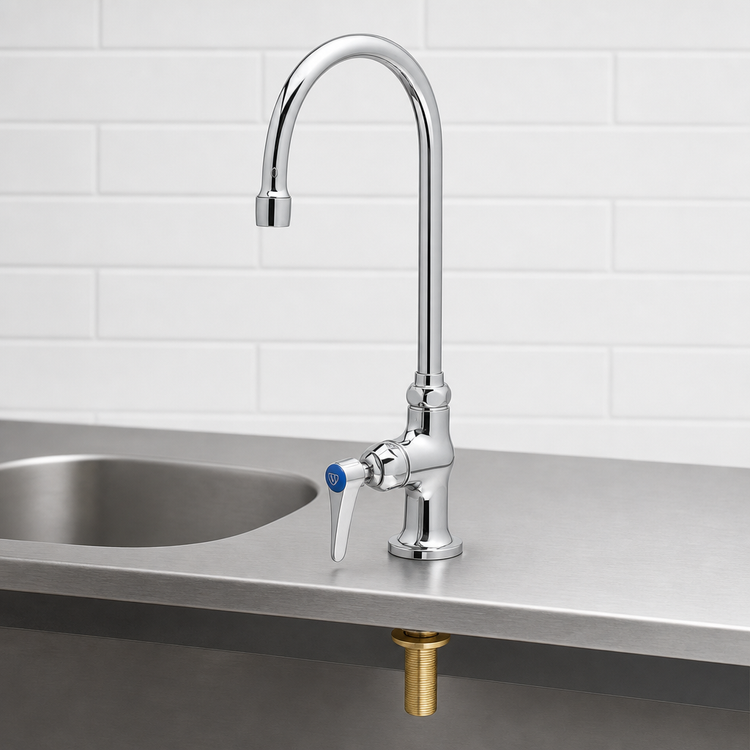 Product image #3 for T&S Brass Single Pantry Deck-Mount Faucet with 5 3/4-Inch Swivel Gooseneck Spout