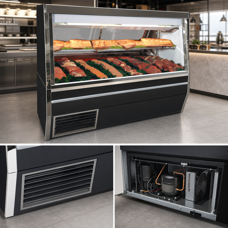 Product image #3 for Howard-McCray 34N Series 96-Inch Self-Contained Double Duty Red Meat Service Case, Black Exterior, LED Lighting
