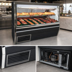 Thumbnail image #3 for Howard-McCray 34N Series SC-CMS34N-8-BE-LED 96-Inch Self-Contained Double Duty Red Meat Service Case, Straight Glass, Black Exterior