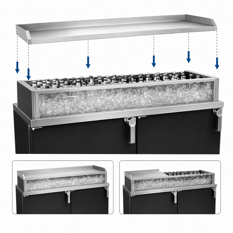 Product image #3 for Glastender Back Bar Glass Ice Display Unit for Bottled Beverages, 54 Inch W x 24 Inch D x 9 Inch H