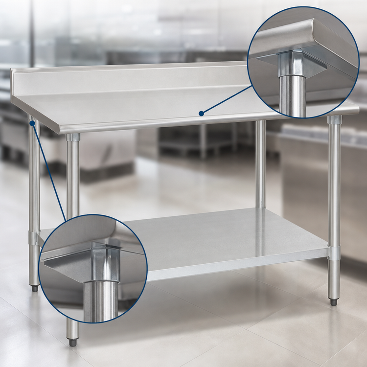 Product image #3 for Eagle Spec-Master 108-Inch x 30-Inch Stainless Steel Work Table with 4-1/2-Inch Backsplash and Galvanized Undershelf