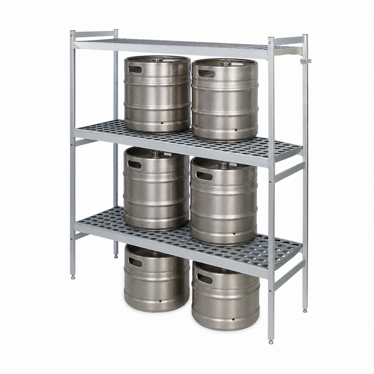 Product image #3 for Fermod 3-Shelf Aluminum Keg Rack with 6-Keg Capacity