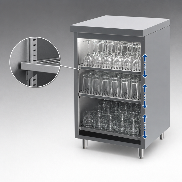 Product image #3 for Perlick Top Shelf 24-Inch Back Bar Glass Storage Cabinet with 3 Adjustable Sound-Deadened Shelves