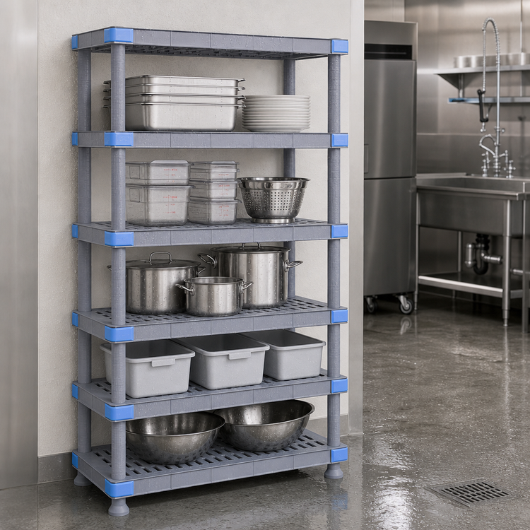 Product image #3 for Millenia 5-Shelf Stationary Starter Polymer Shelving Unit, 48"W x 18"D x 62"H, Gray