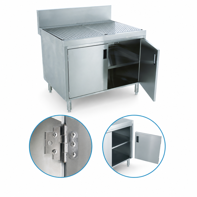 Product image #3 for Advance Tabco Prestige Supreme 48-Inch Stainless Steel Underbar Drainboard Cabinet with Removable Hinged Doors