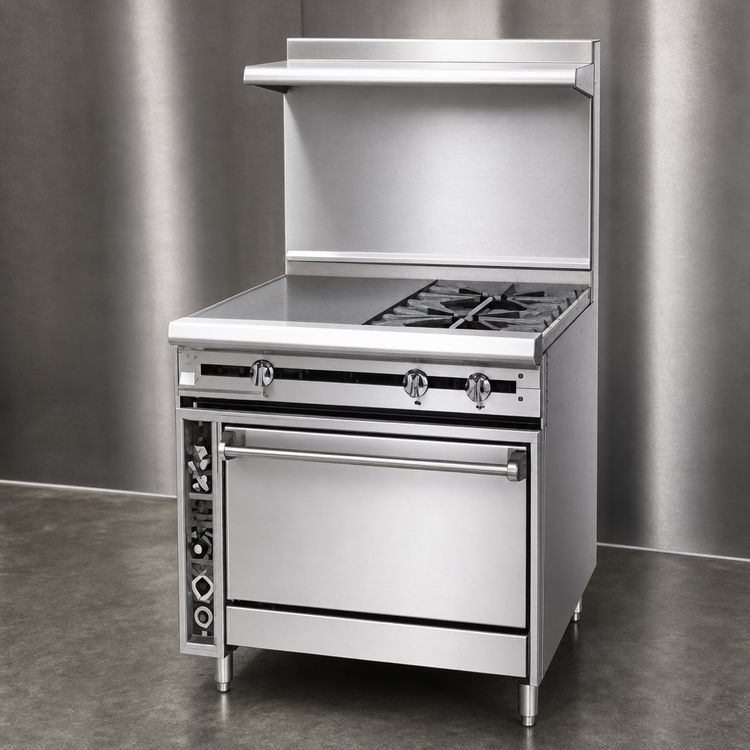 Product image #3 for Jade Titan JTRH-18G-1HT-36 36-Inch Heavy Duty Gas Range with 18" Griddle, 18" Hot Top, and Standard Oven