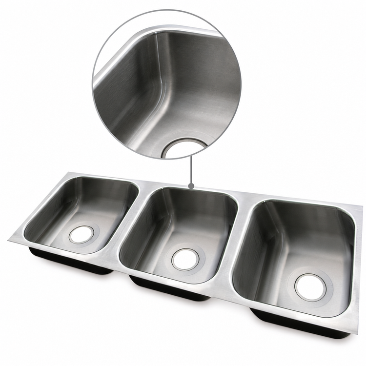 Product image #3 for Advance Tabco Smart Series 3-Compartment Undermount Sink Bowl with 14 x 16 x 12 Inch Bowls