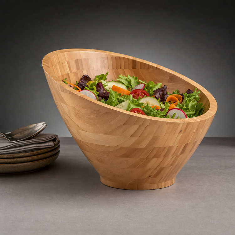 Product image #3 for American Metalcraft 80 oz. Round Angled Bamboo Bowl, 11-1/2 Inch Dia. x 7-1/4 Inch H