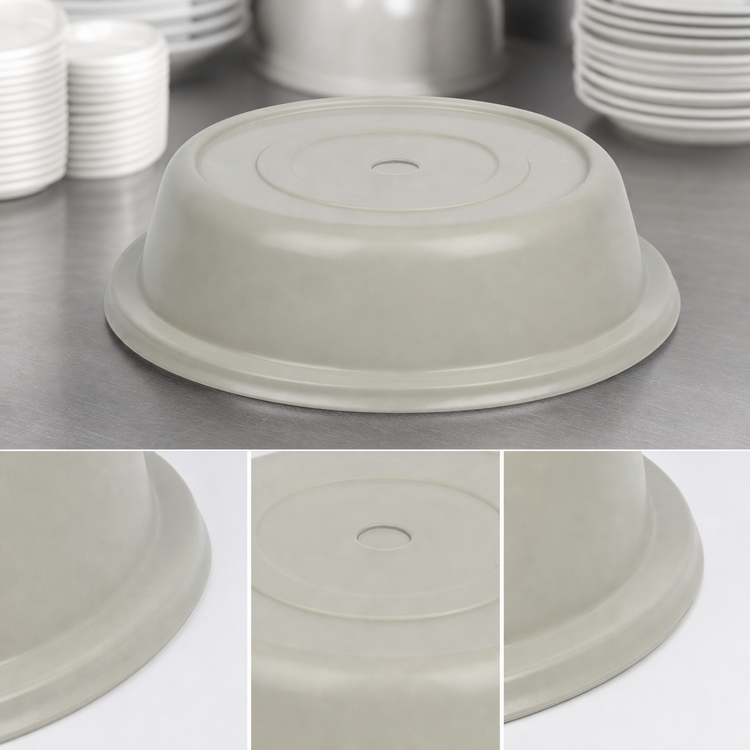 Product image #4 for Cambro Versa Camcover 10-3/16 Inch Round Fiberglass Plate Cover, Antique Parchment, No Vent Hole