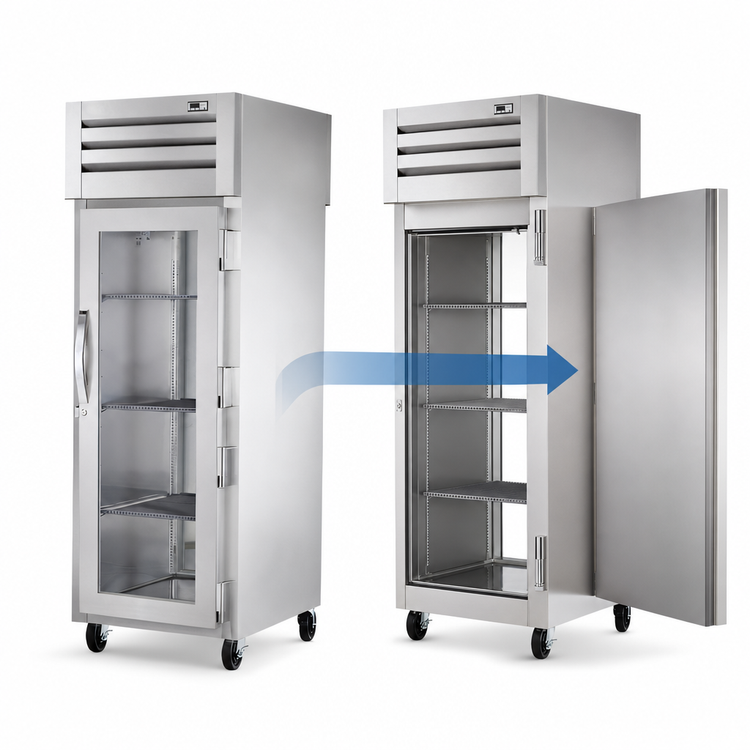 Product image #3 for True SPEC SERIES Pass-Thru Reach-In Refrigerator, 1 Section, Glass Front Door / Stainless Rear Door, Top-Mounted Self-Contained