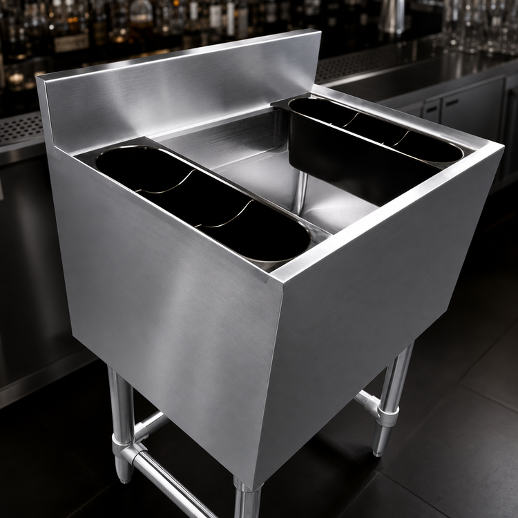 Product image #3 for Steel Works Stainless Underbar Ice Chest with 18-Gauge 304 Stainless Steel Construction and 12-Inch Deep Bin